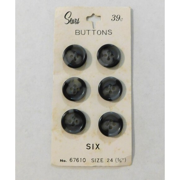 Sears Other - Sears Vintage Gray Buttons Set Of Six 5/8 Inch Round Made in Italy